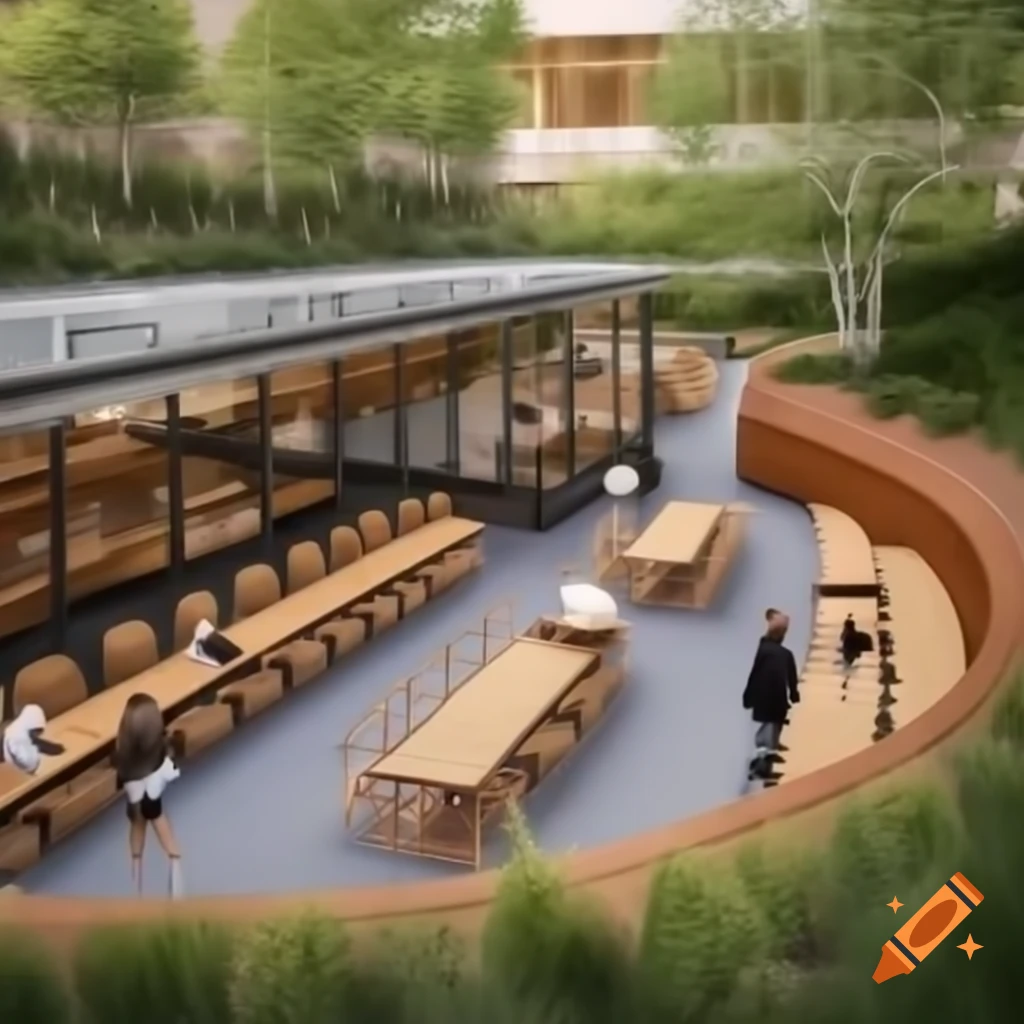 Stage gathering area with high top seating and wooden coverings for Chattanooga Jazz