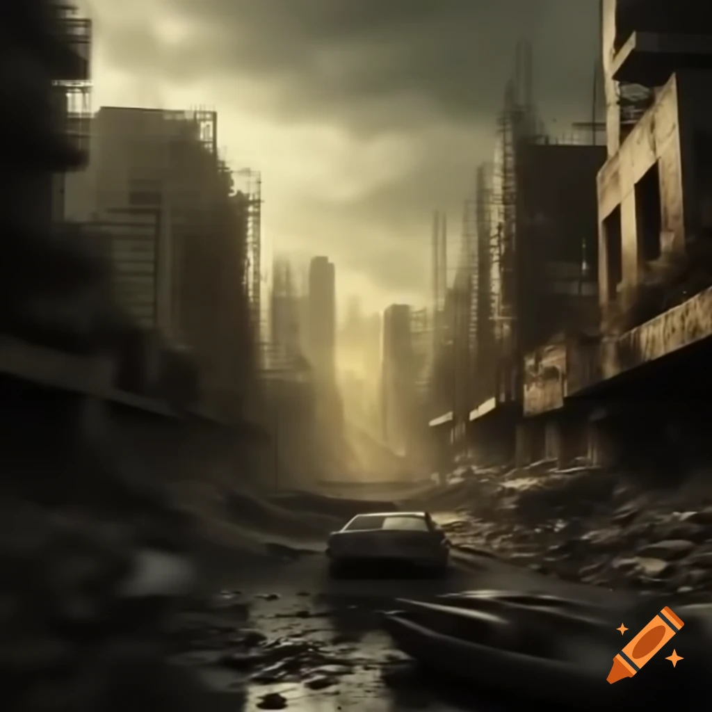 Post-apocalyptic city landscape