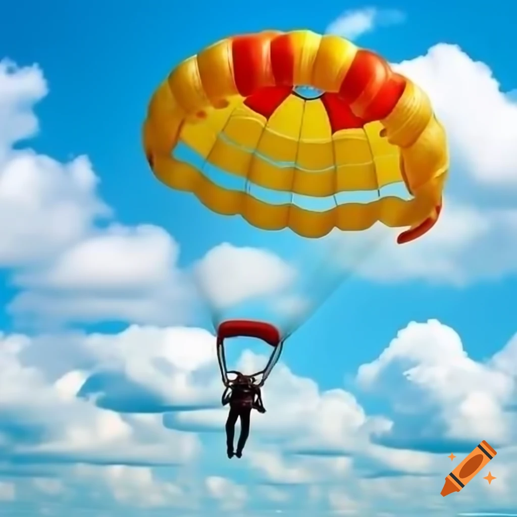 Parachute in flight against the sky