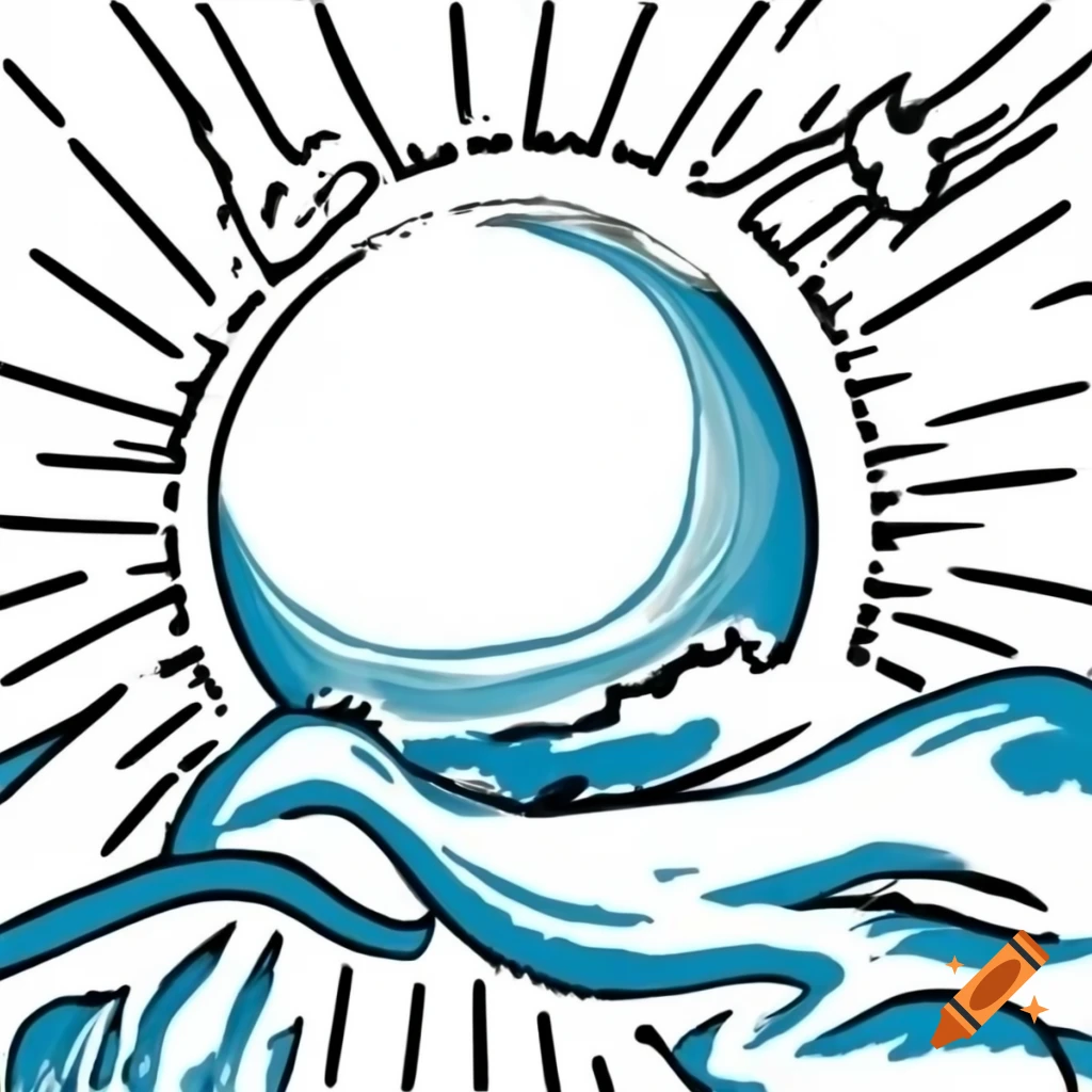 Sketch of runic symbol representing ancient water power with flowing lines