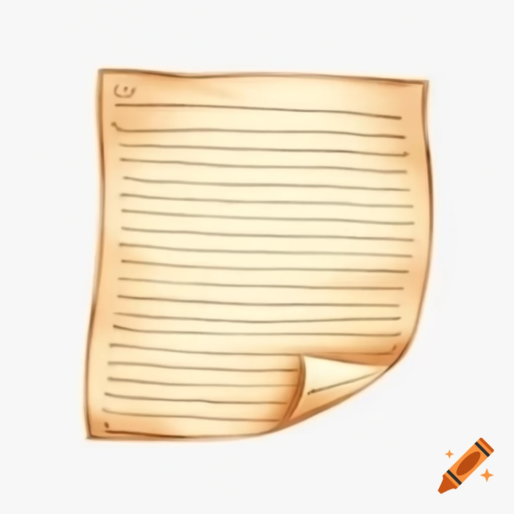 Cartoony paper sheet with writing on white background, watercolor style
