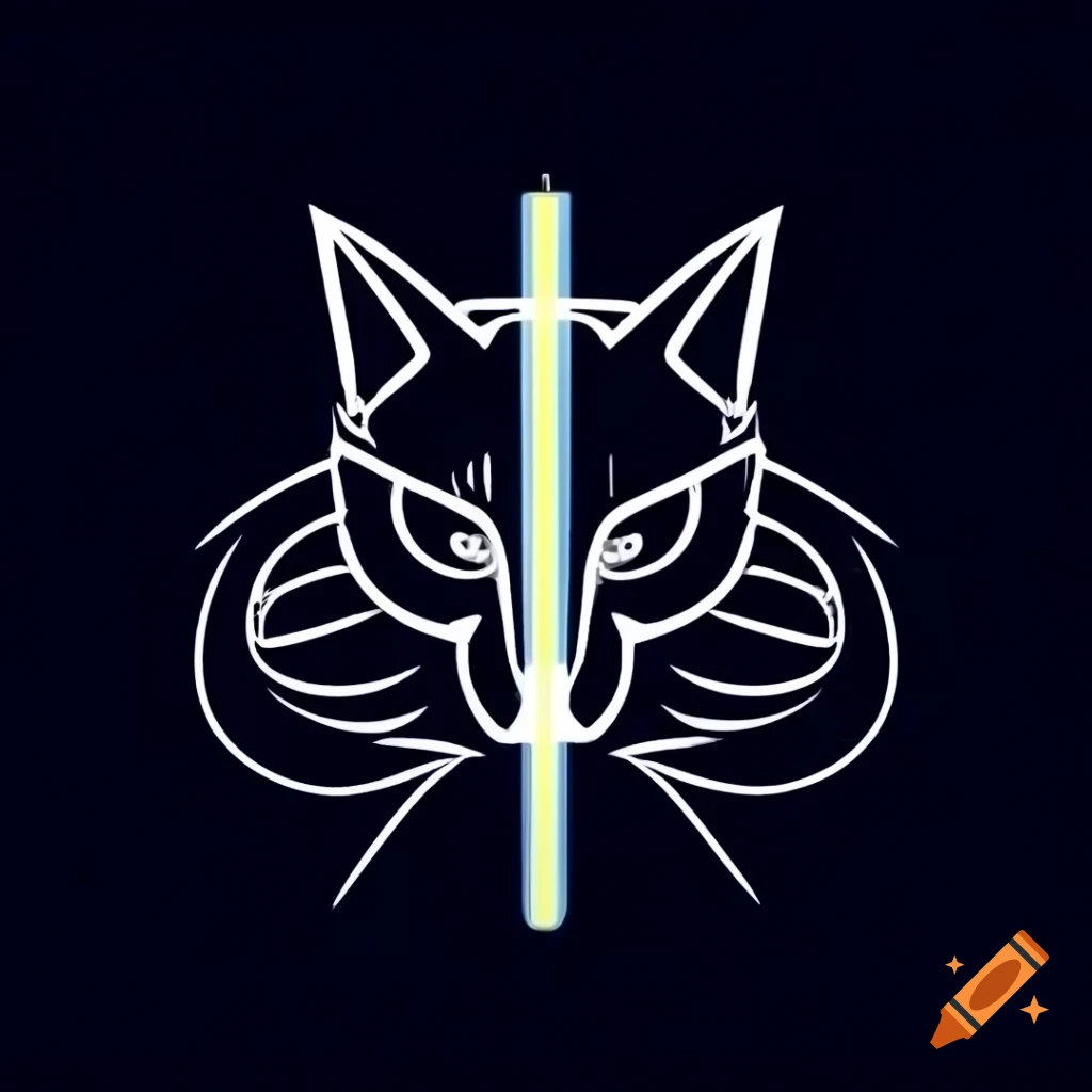 Jedi cat character with lightsaber for gaming logo