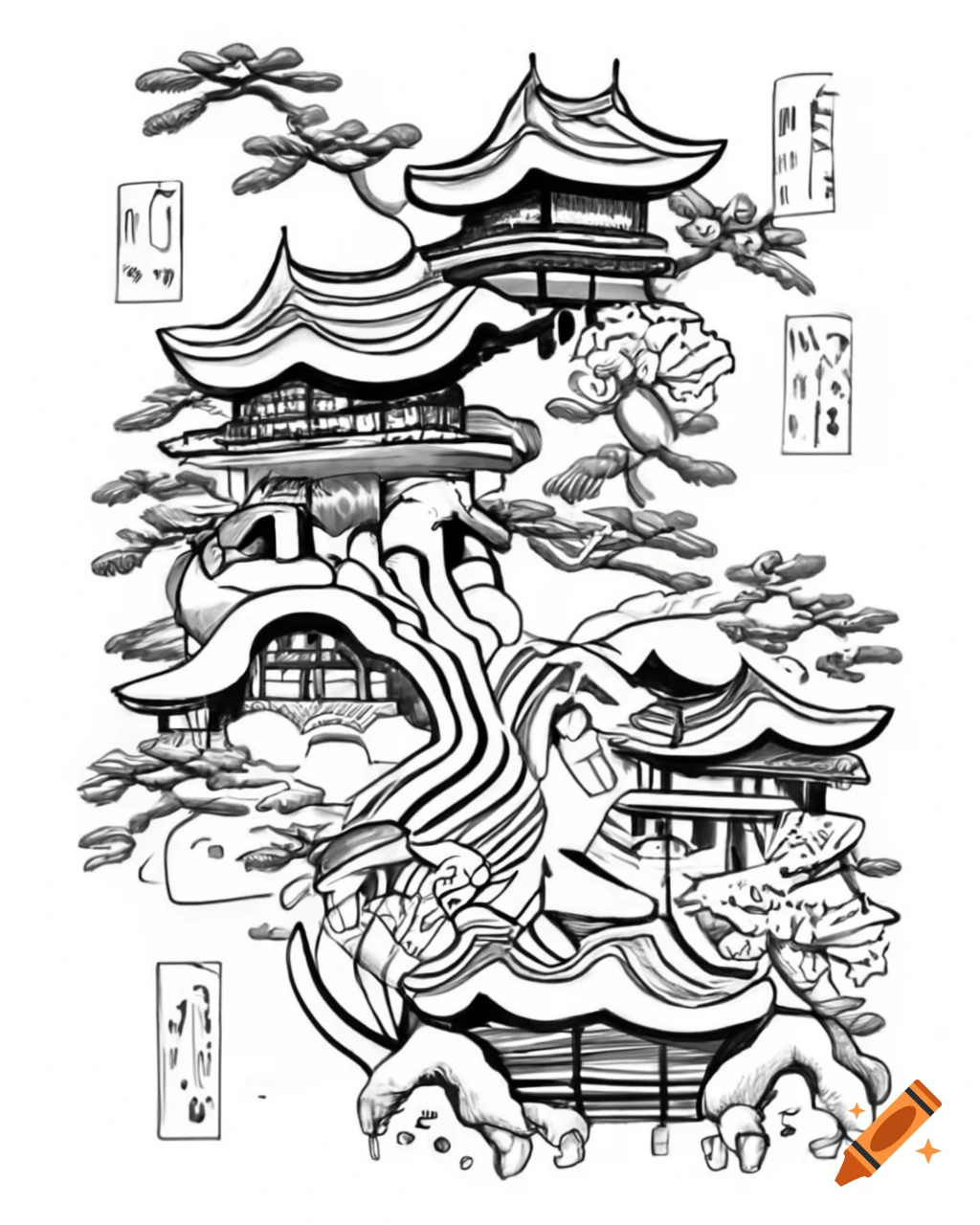 Traditional Japanese art showcasing cultural themes