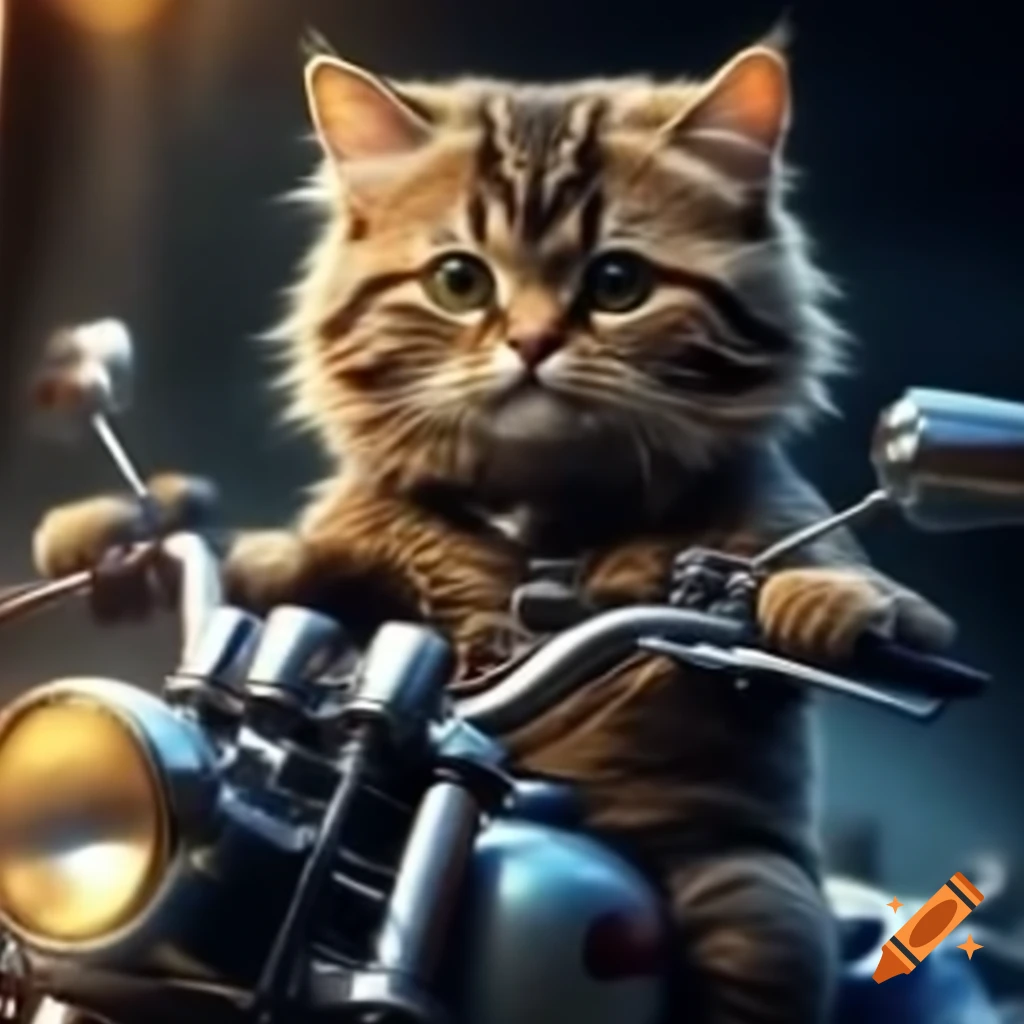 Cat riding a motorcycle