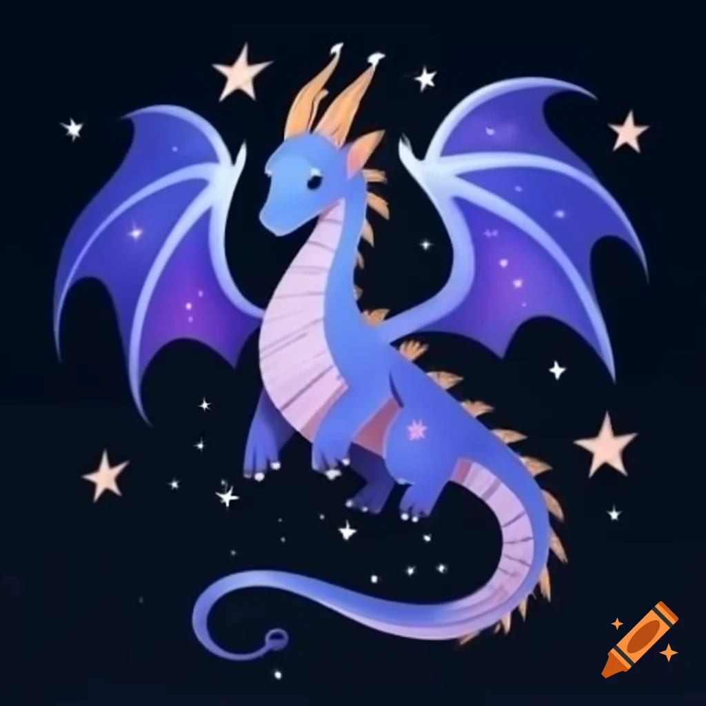 Celestial dragon with starry wings