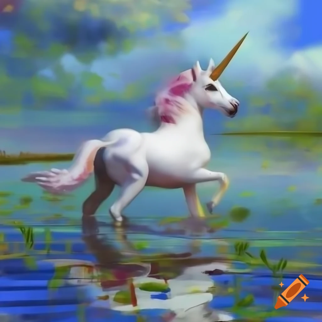 Einhorn im Stil von Jean Monet, malerisch und impressionistisch