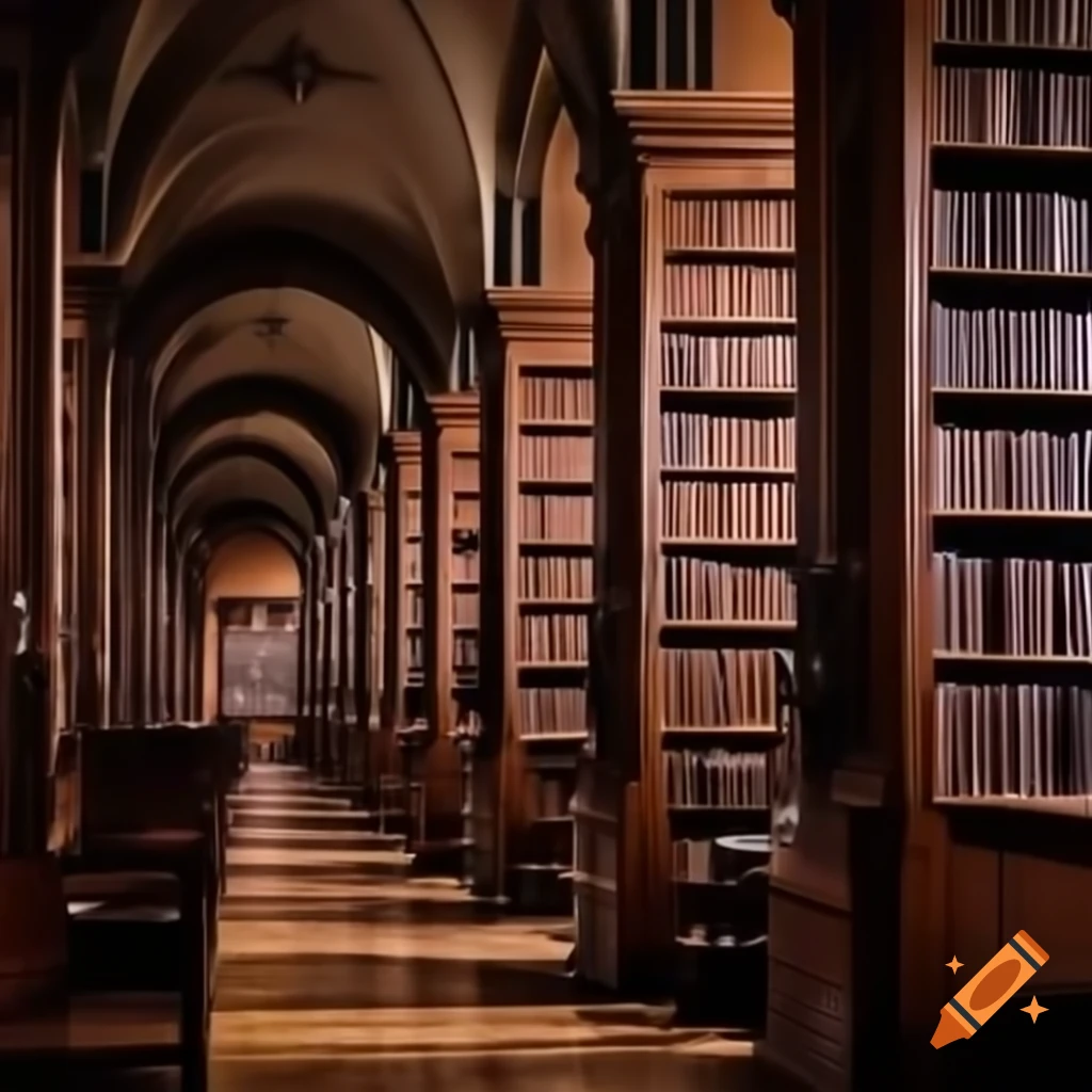 Historic library with shelves of ancient books