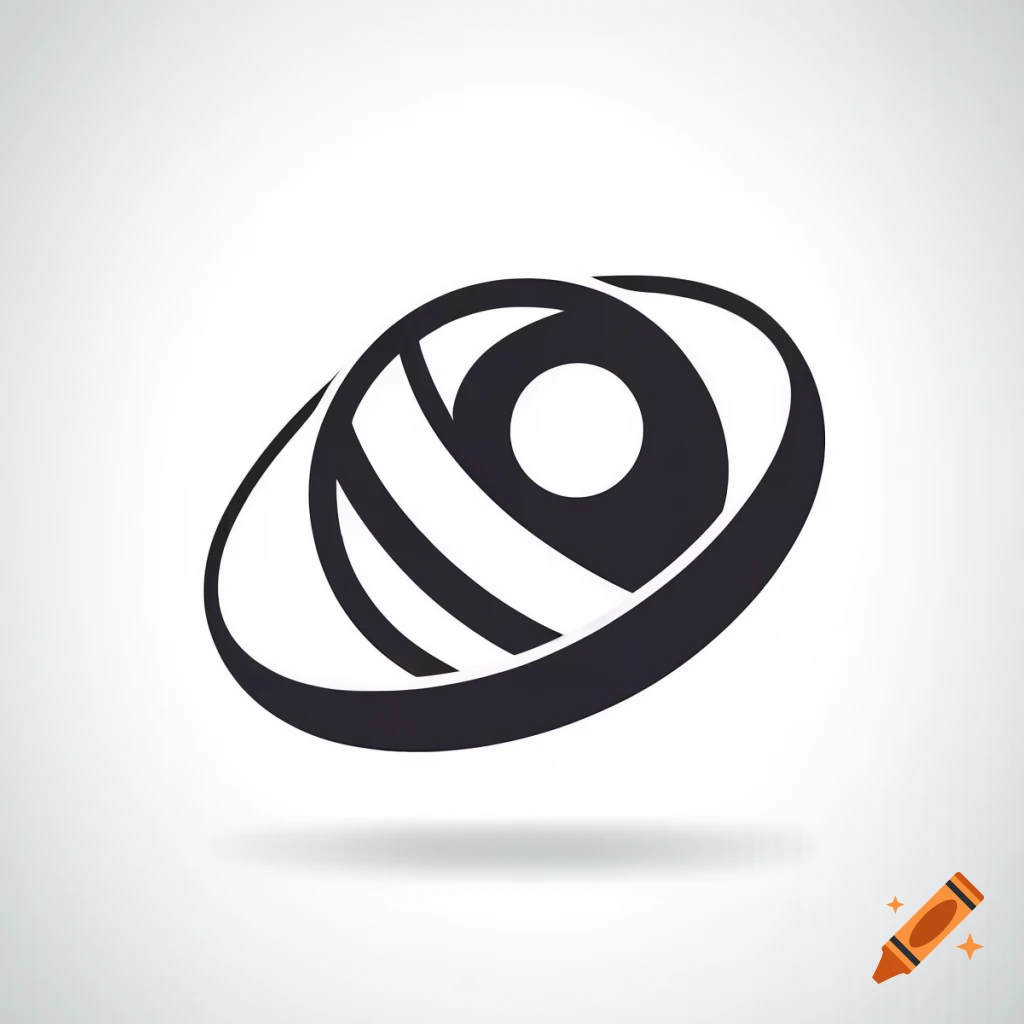 Realistic chrome logo of a space agency depicting a planet