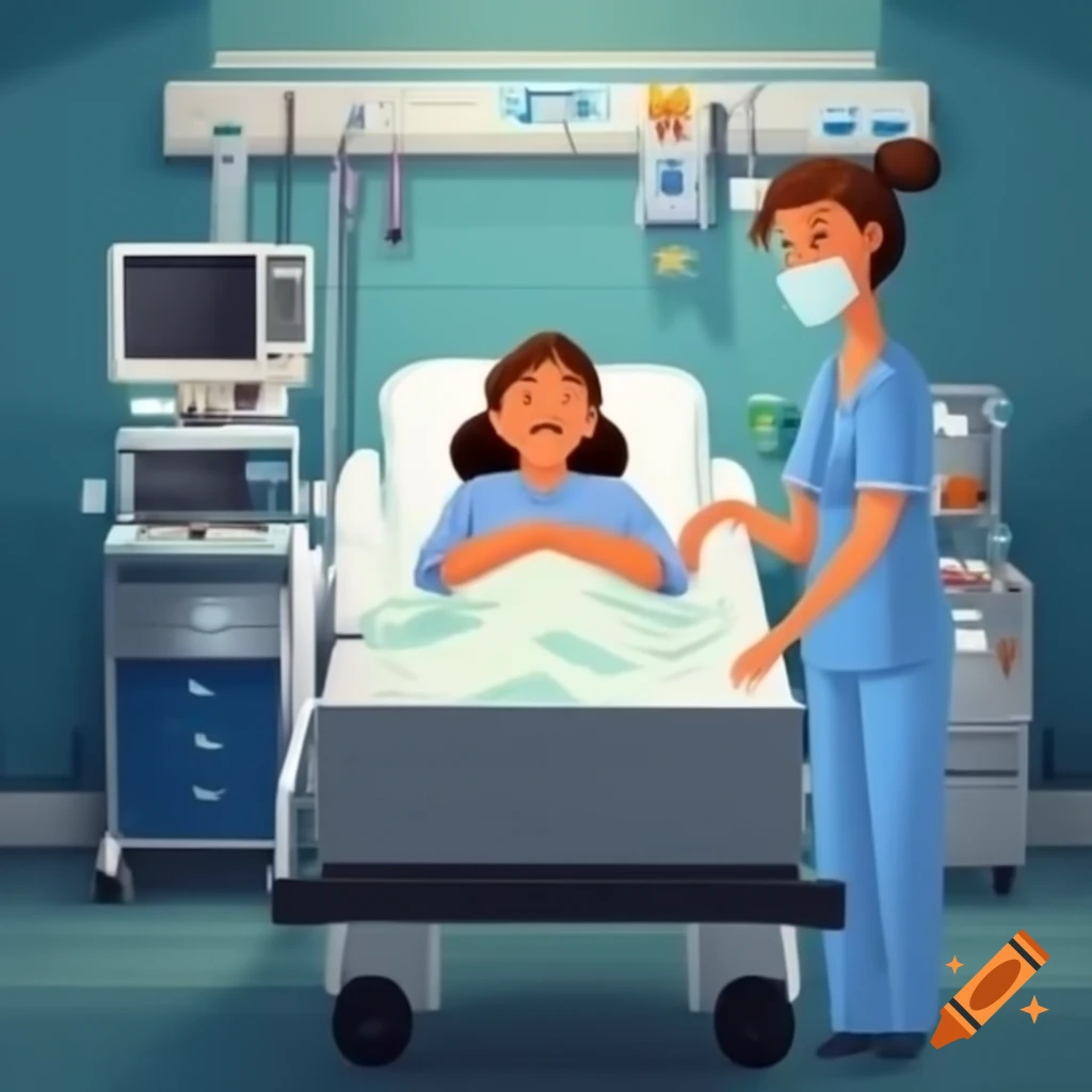 Mother receiving care in hospital bed