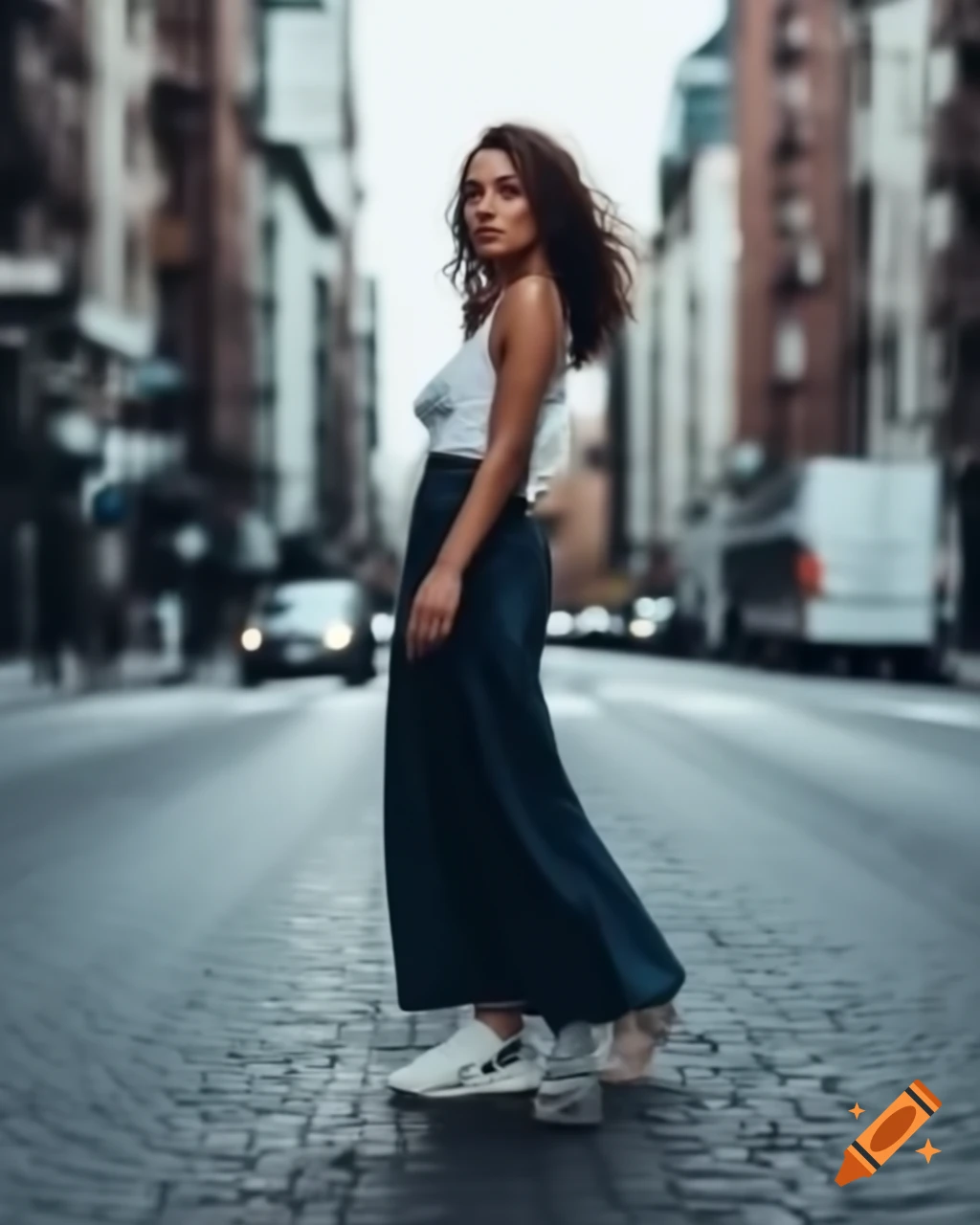Beautiful woman walking in urban streets