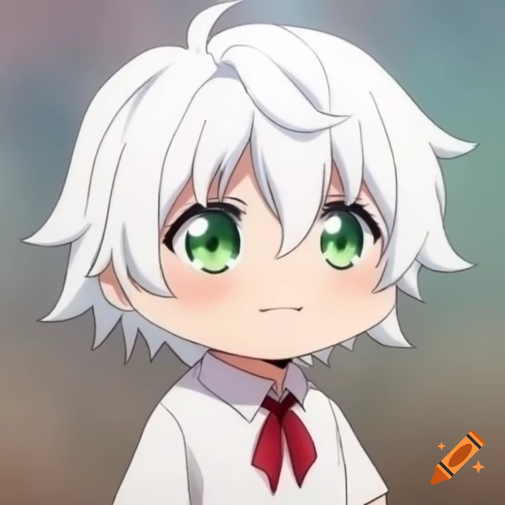 Anime chibi character with white hair