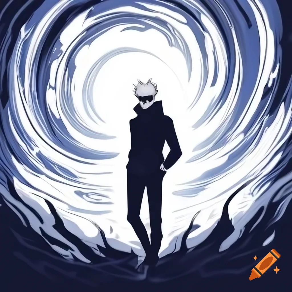 Silhouette of Sotoru Gojo in energy vortex, symbolizing individual and spiritual connection