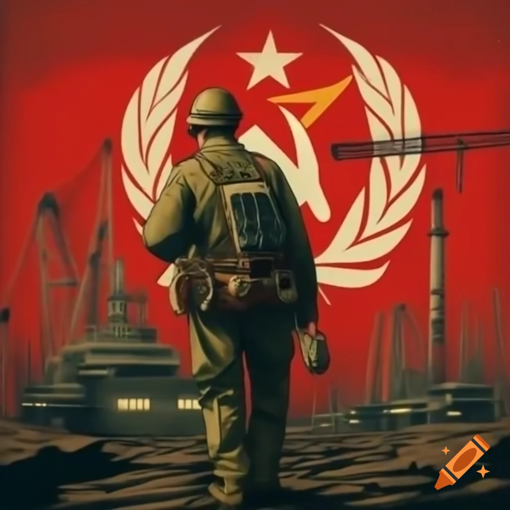 Vintage Soviet engineer propaganda poster design