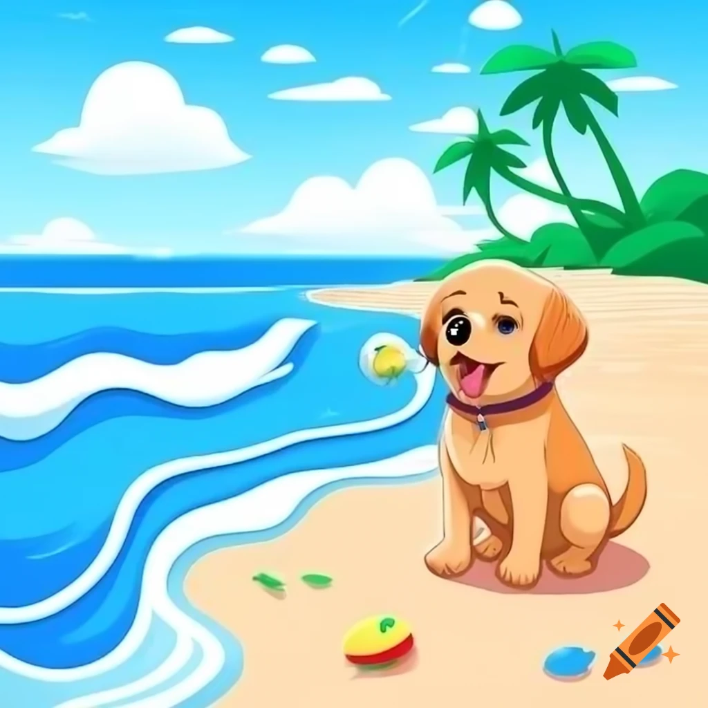 Sunny beach with golden sand and blue ocean waves
