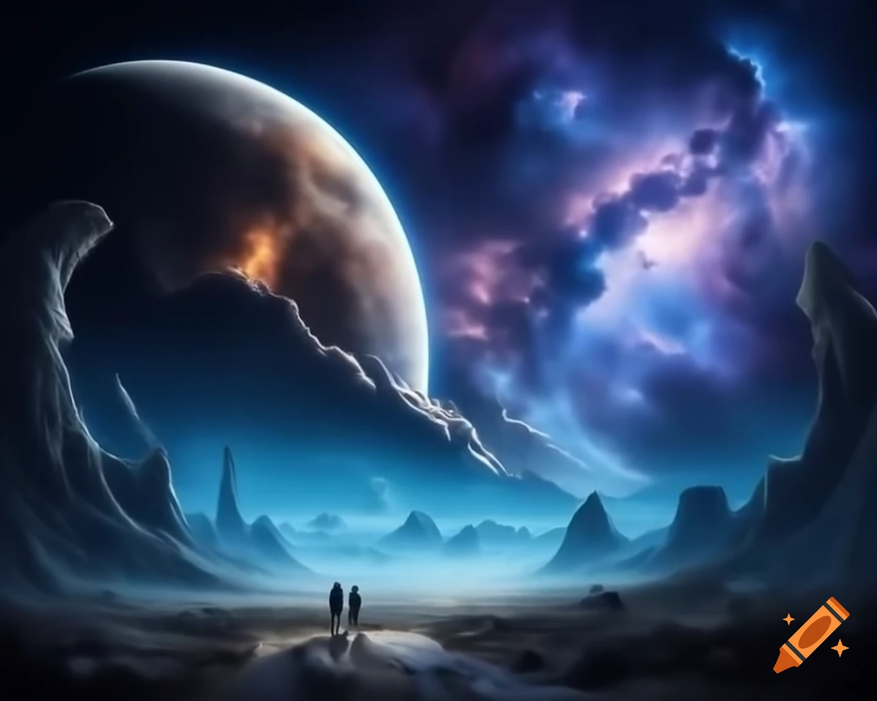 Cosmic scene of earth forming among stars in deep space on craiyon