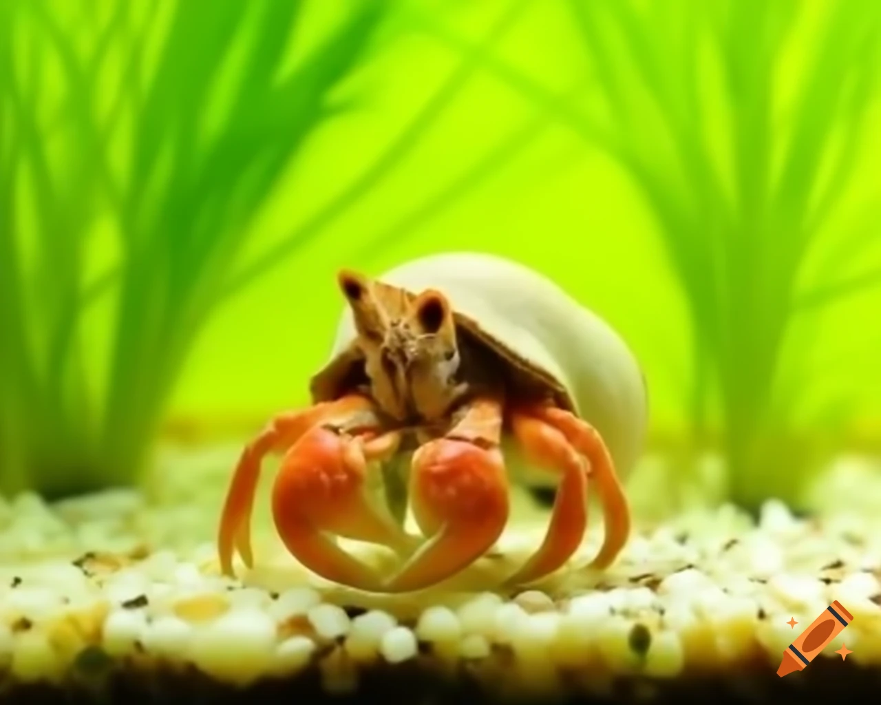 Hermit crab in a planted aquarium