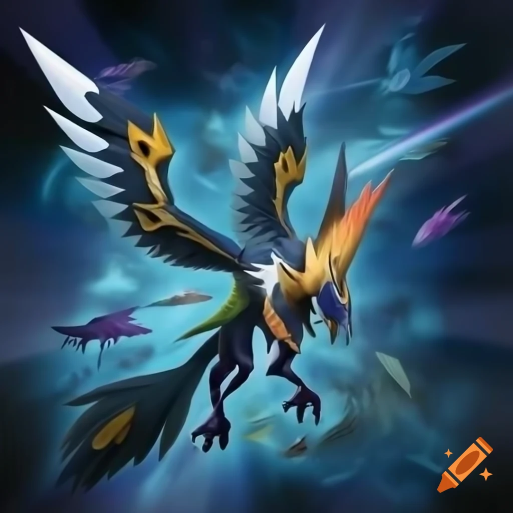 Neo-Spacian Storm Ziz from Yu-Gi-Oh! featuring winged mythical beast controlling storms