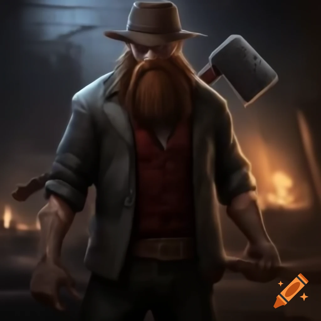 Evil lumberjack character illustration