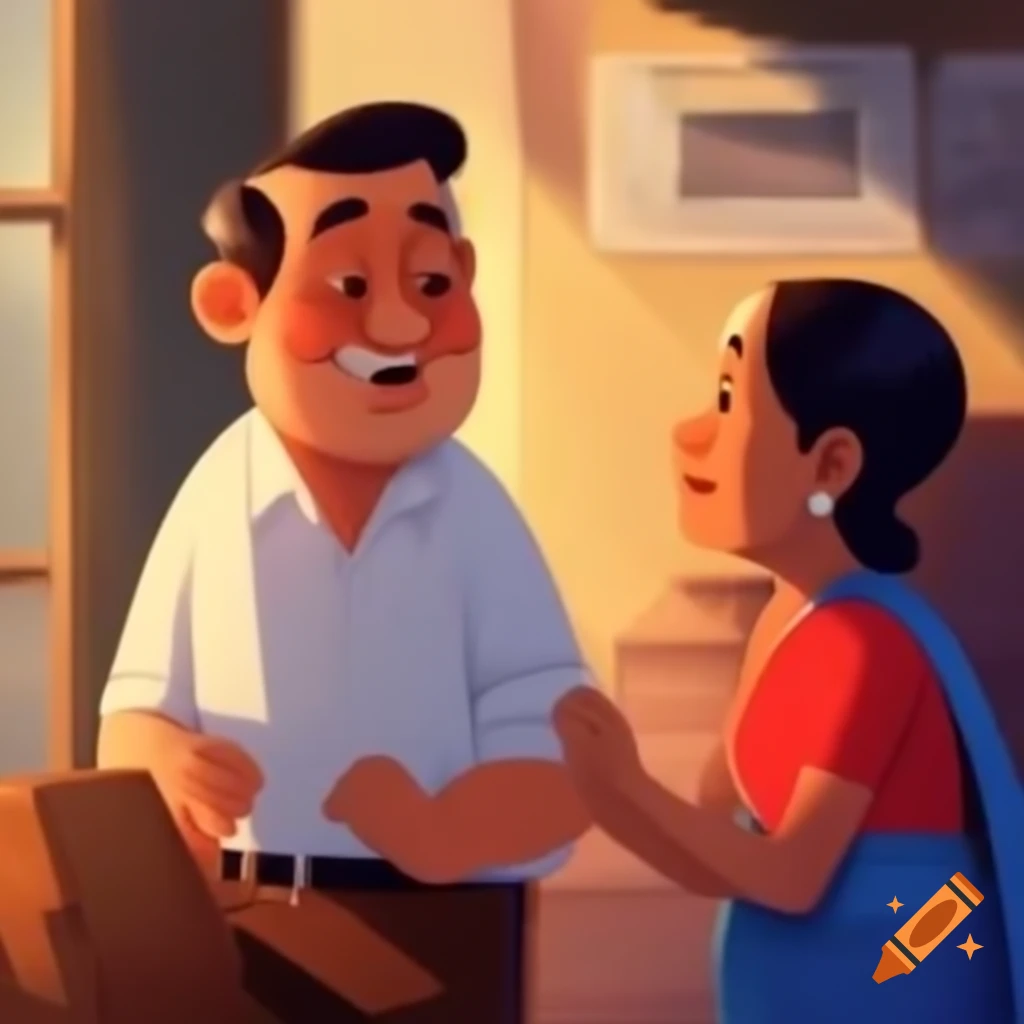 Young American man chatting with elderly Indian woman