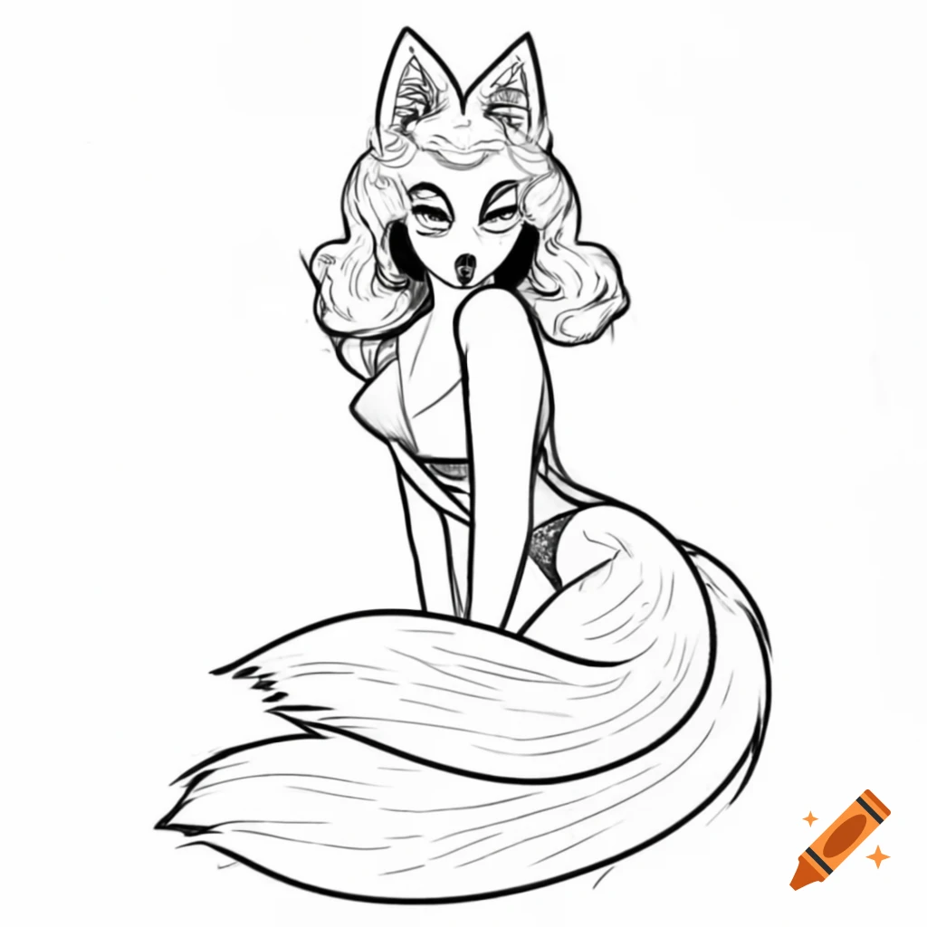 1940s pinup-style illustration of a fox