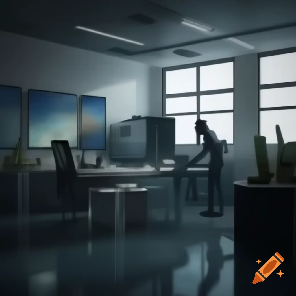 2D illustration of an office space