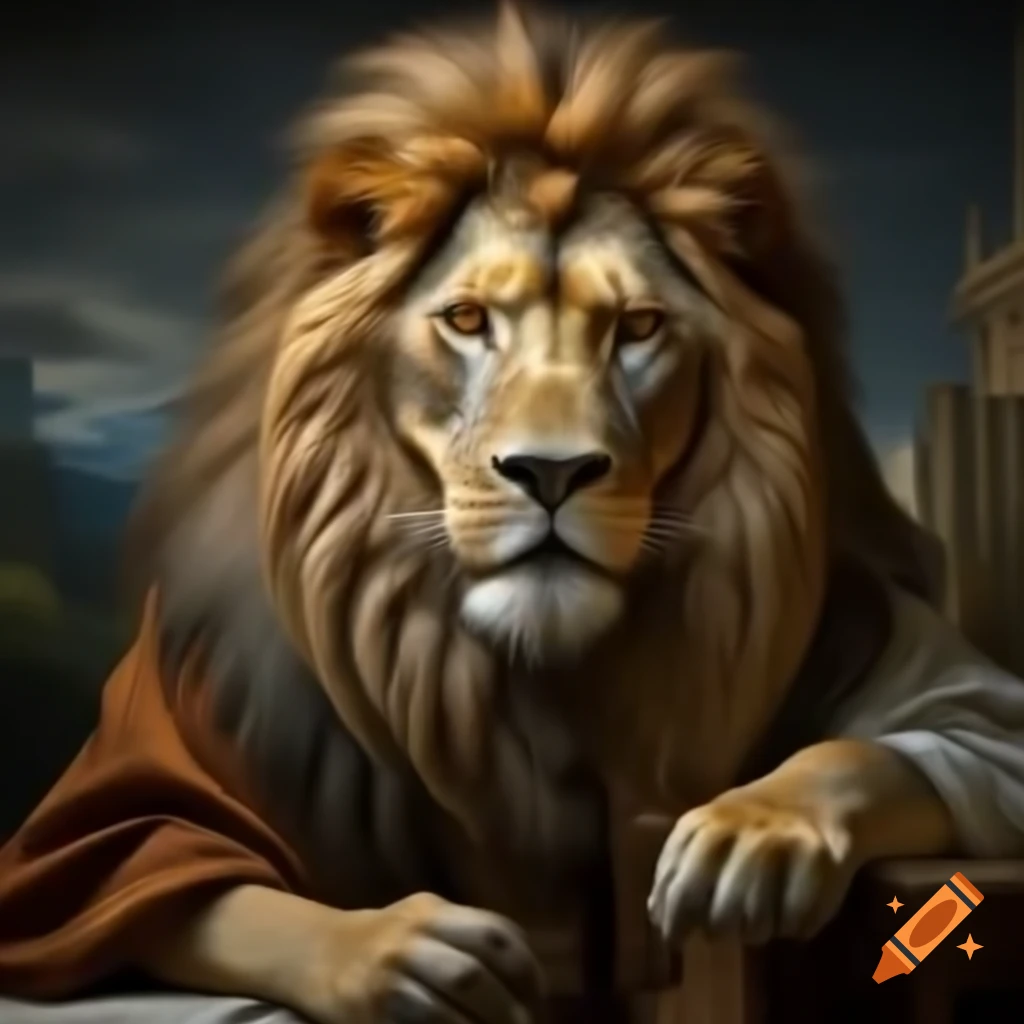 Leonardo da Vinci style artwork of a lion
