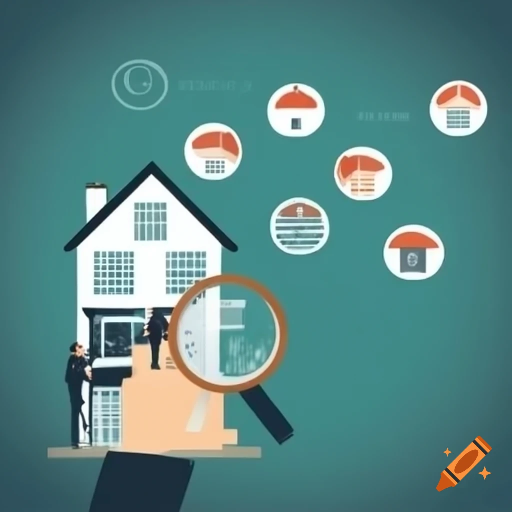 Realistic image of a house viewed through a magnifying glass
