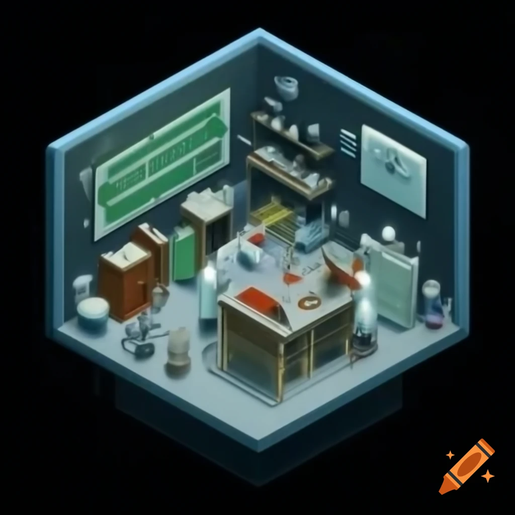 Top view of microbiology lab with scientific equipment and scientist