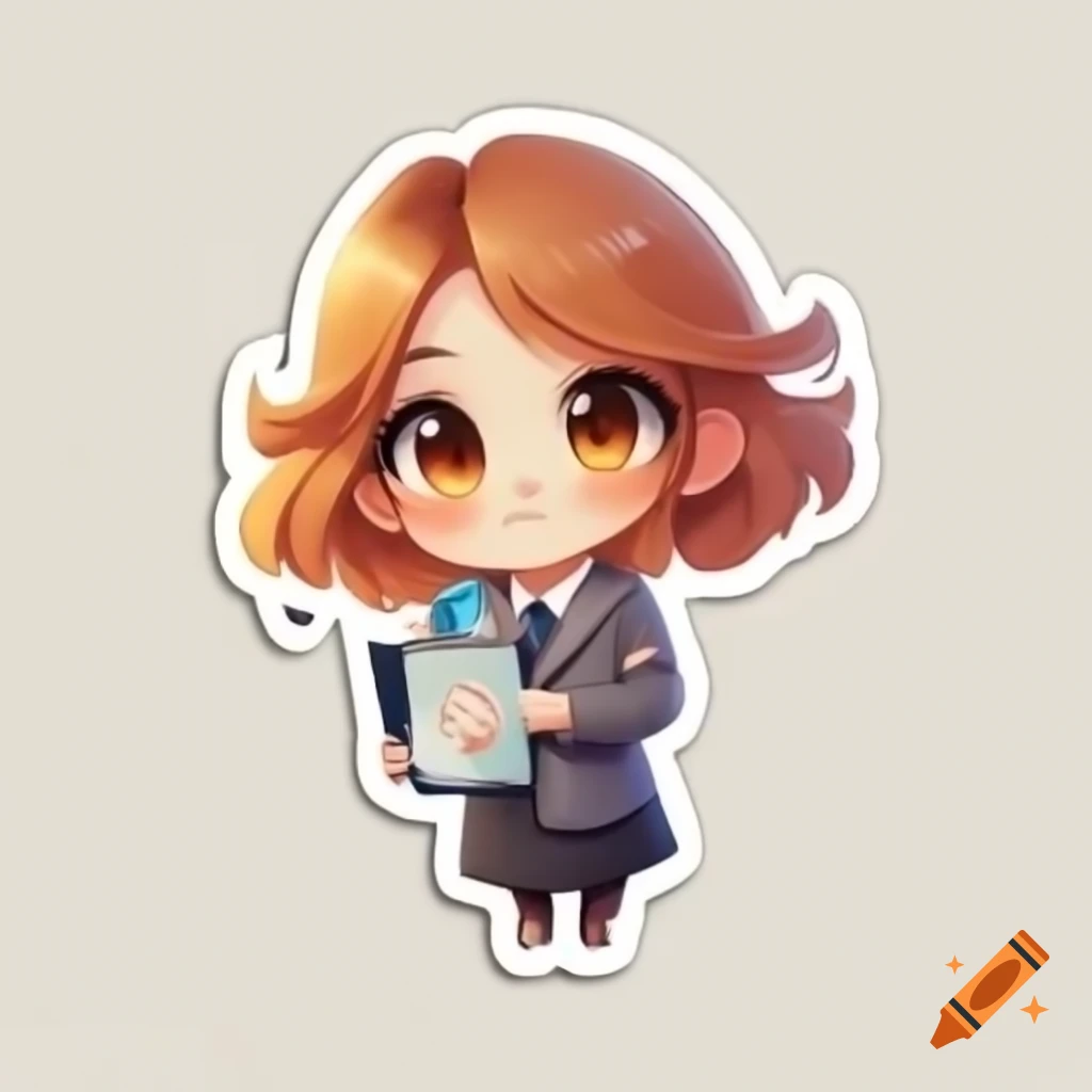Cute chibi digital art sticker of a teacher