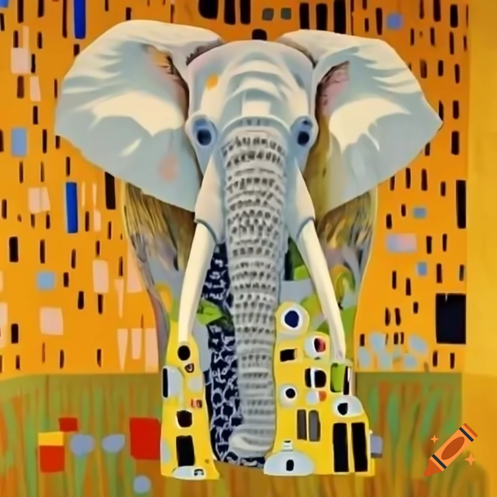 Gustav Klimt painting an elephant