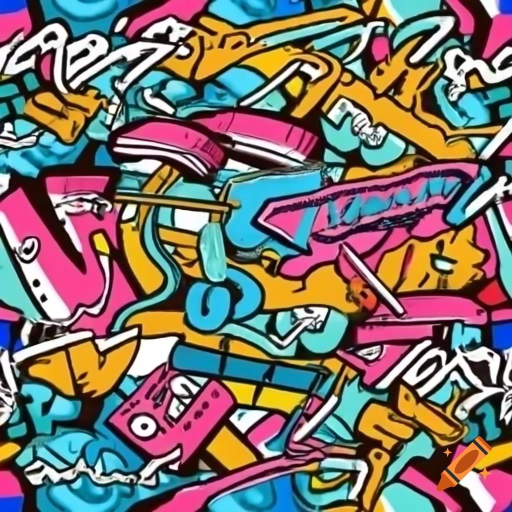 Vibrant graffiti-style artwork with bright colors and dynamic lines