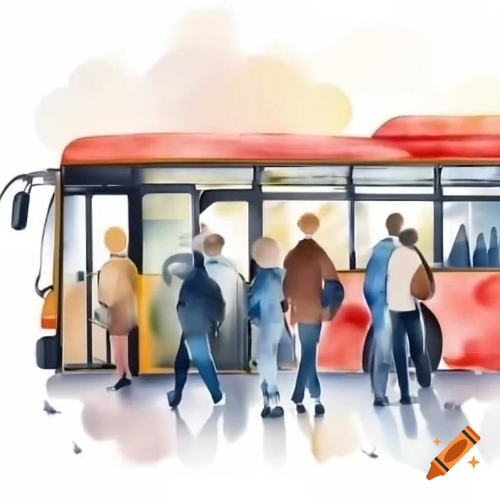 People getting off a bus