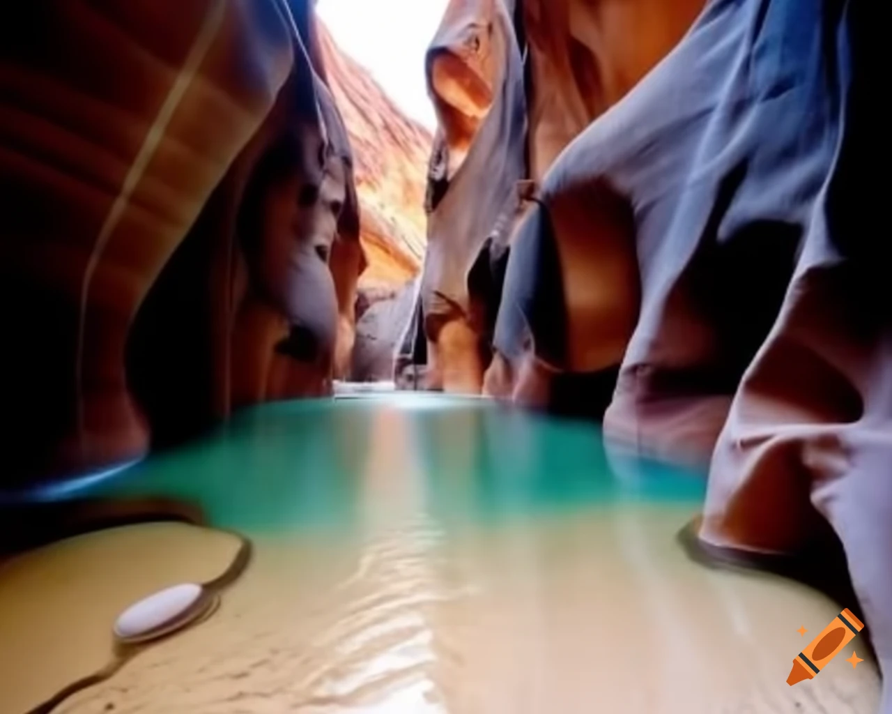 Modern pool located inside a large canyon
