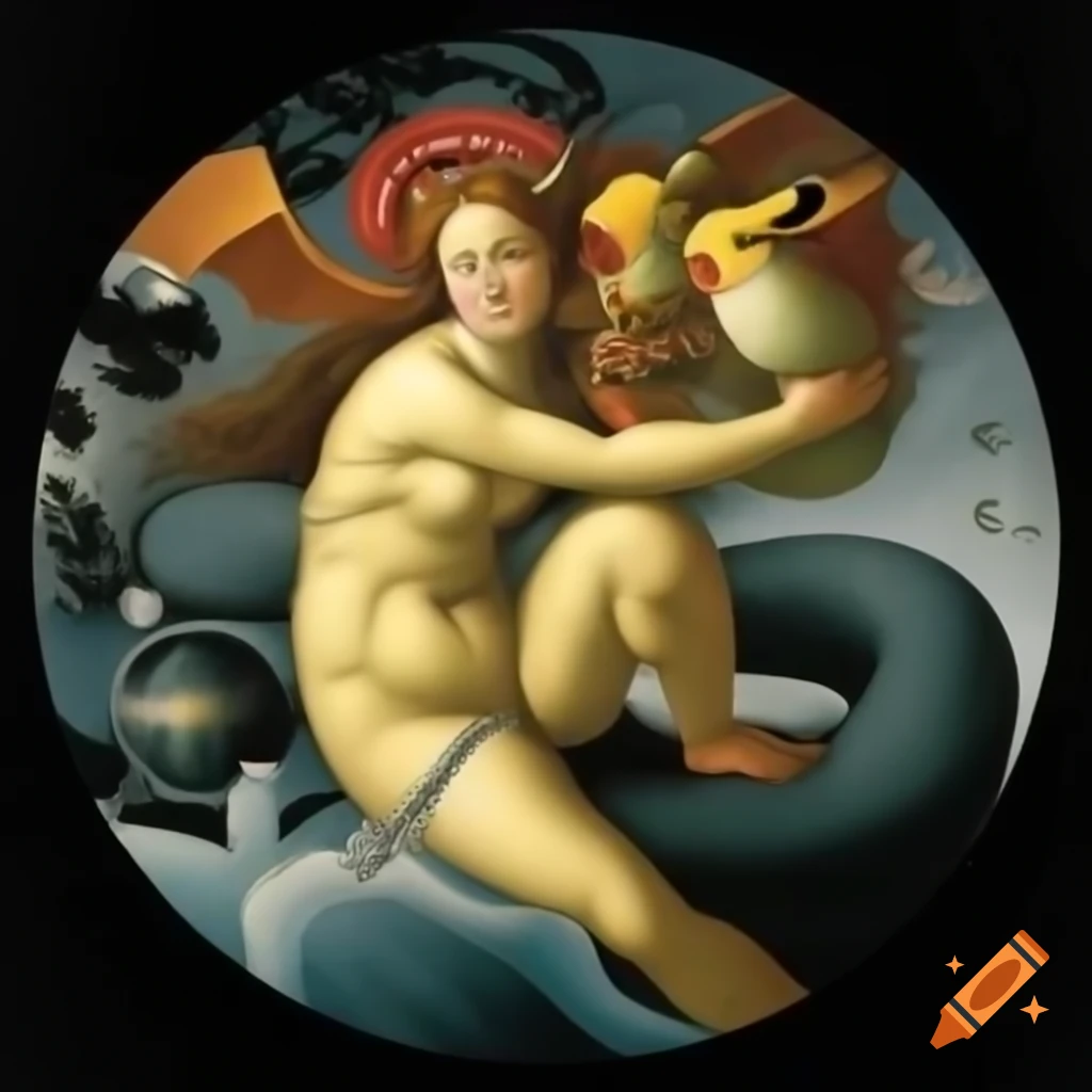 Radiant Pikachu in electric sea, inspired by Botticelli's Birth of Venus