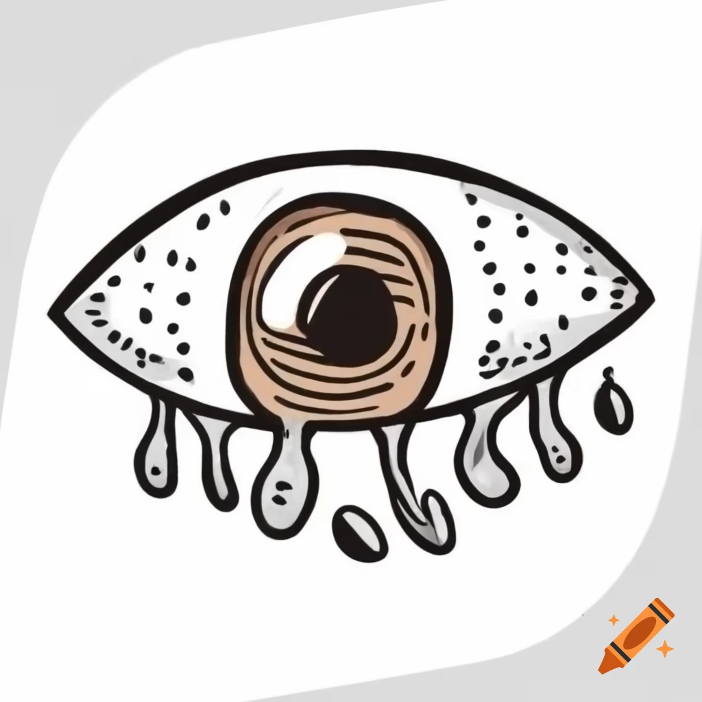Trippy eyeball with coffee bean pupil illustration