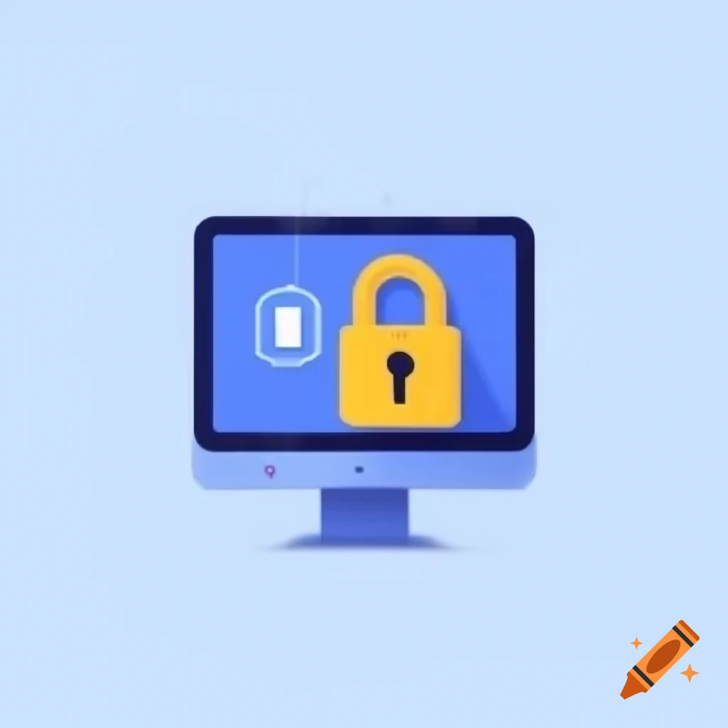 Minimalist computer screen with lock symbolizing system security on craiyon