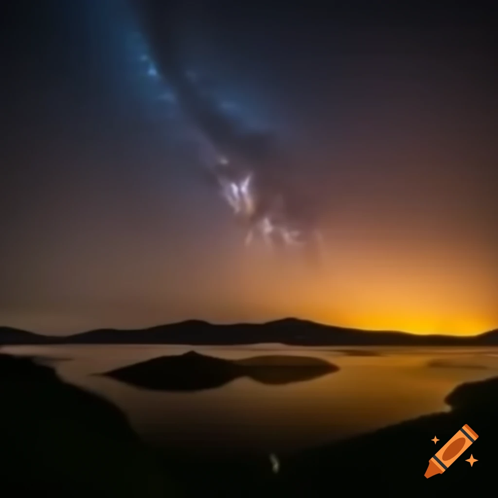 Night landscape in tranquil valley with starry sky and Milky Way