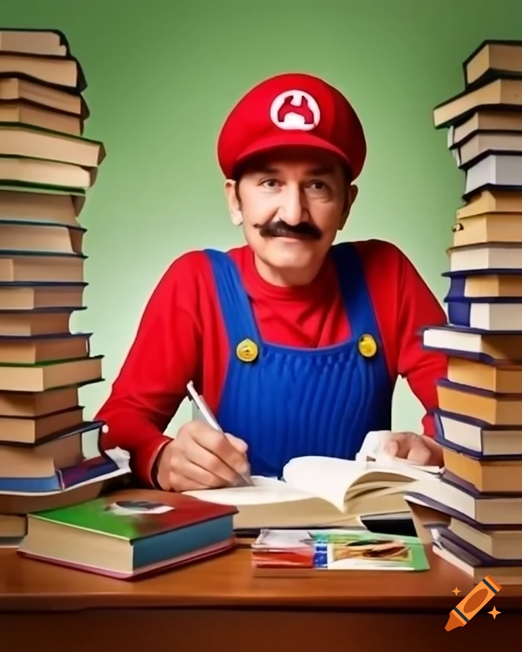 Mario Bros signing books for fans in candid photography