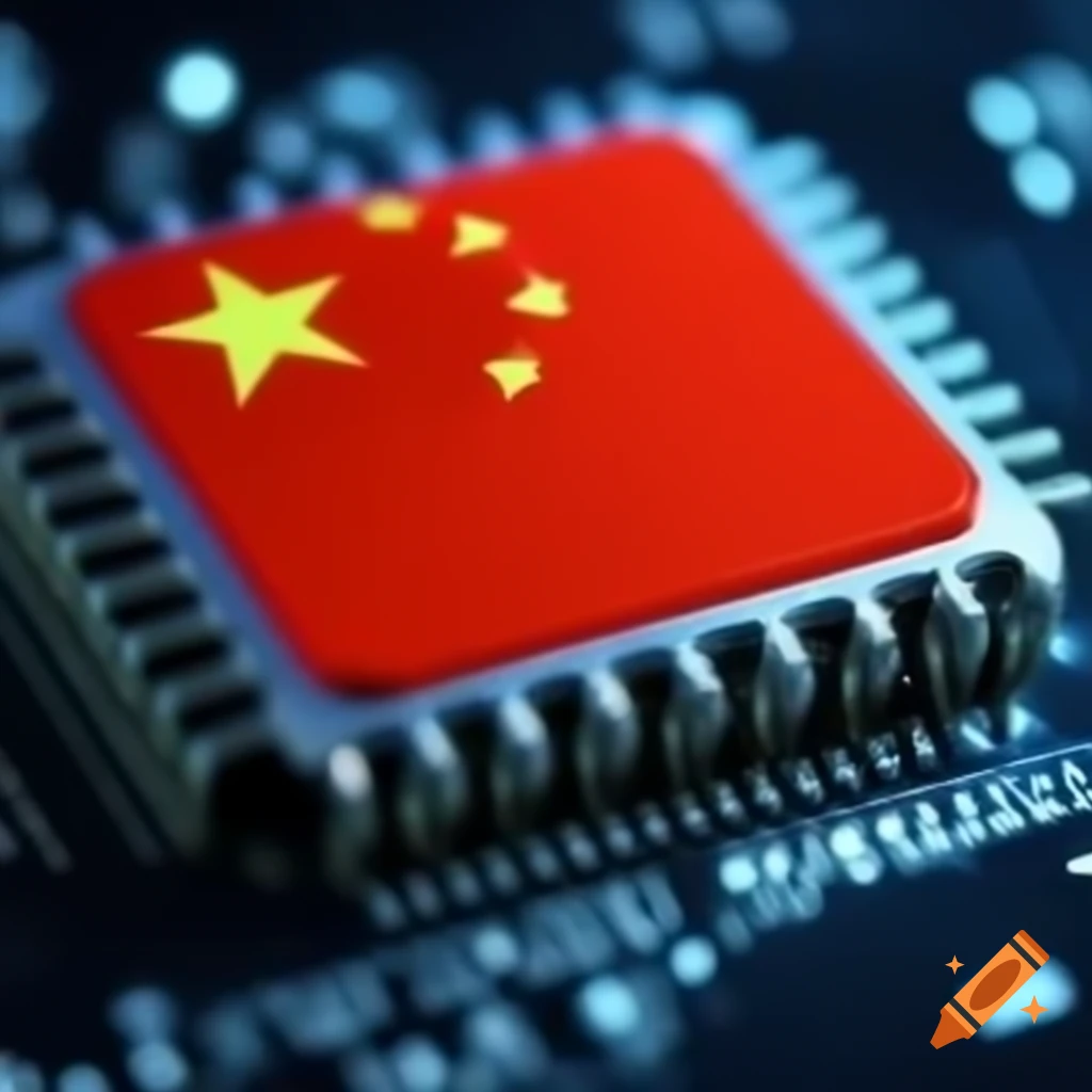 China flag displayed on a microchip on craiyon