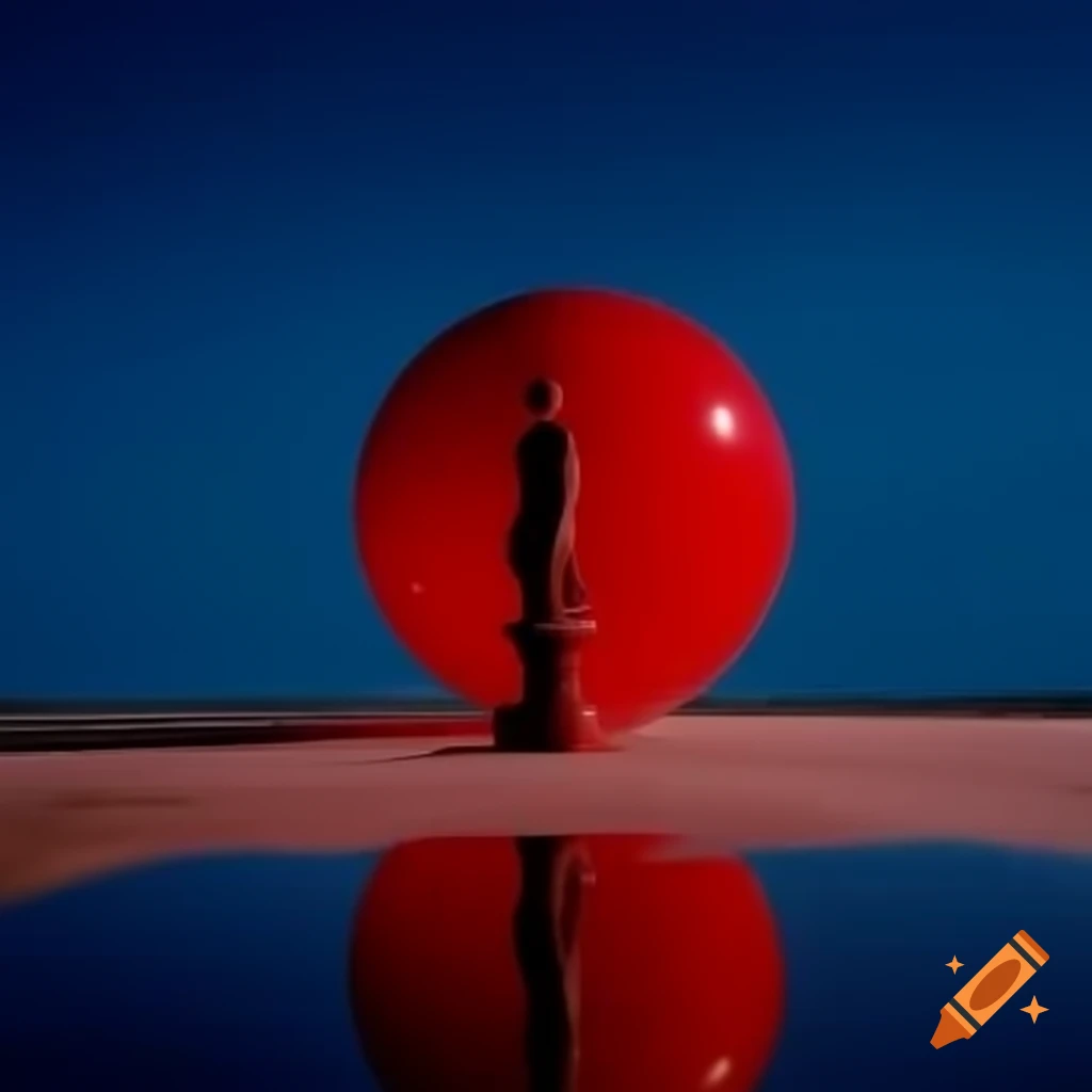 Pop surreal photography featuring red glass statue
