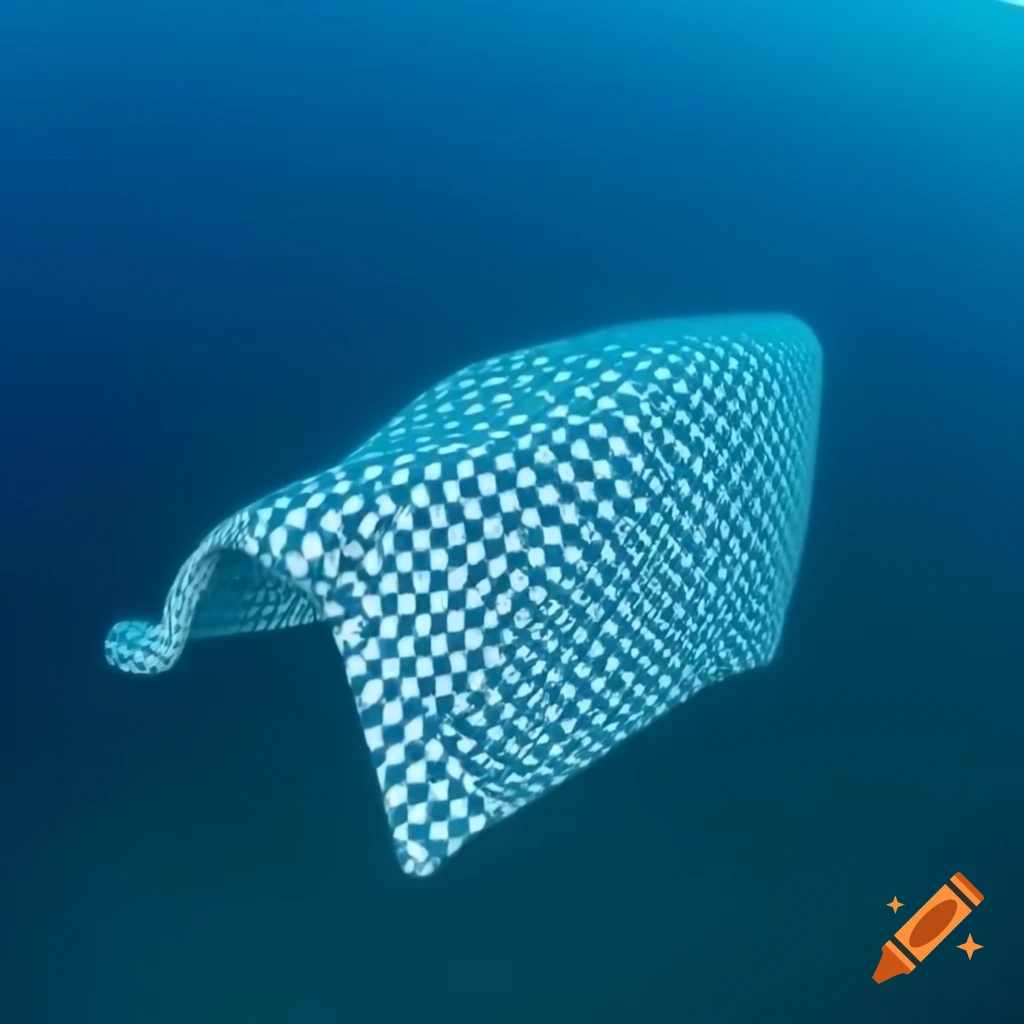 Checkered printed blanket submerged underwater
