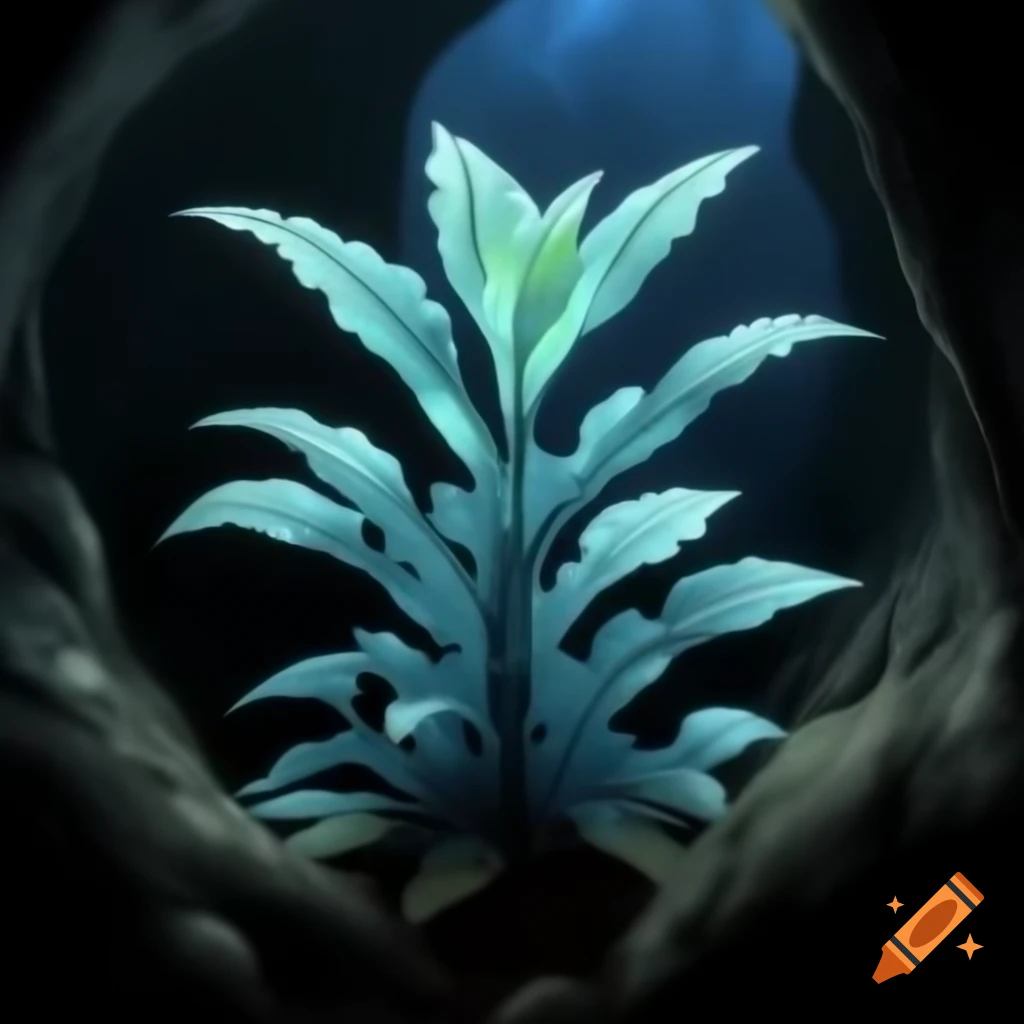 Blue orc with mushroom in dark cave setting