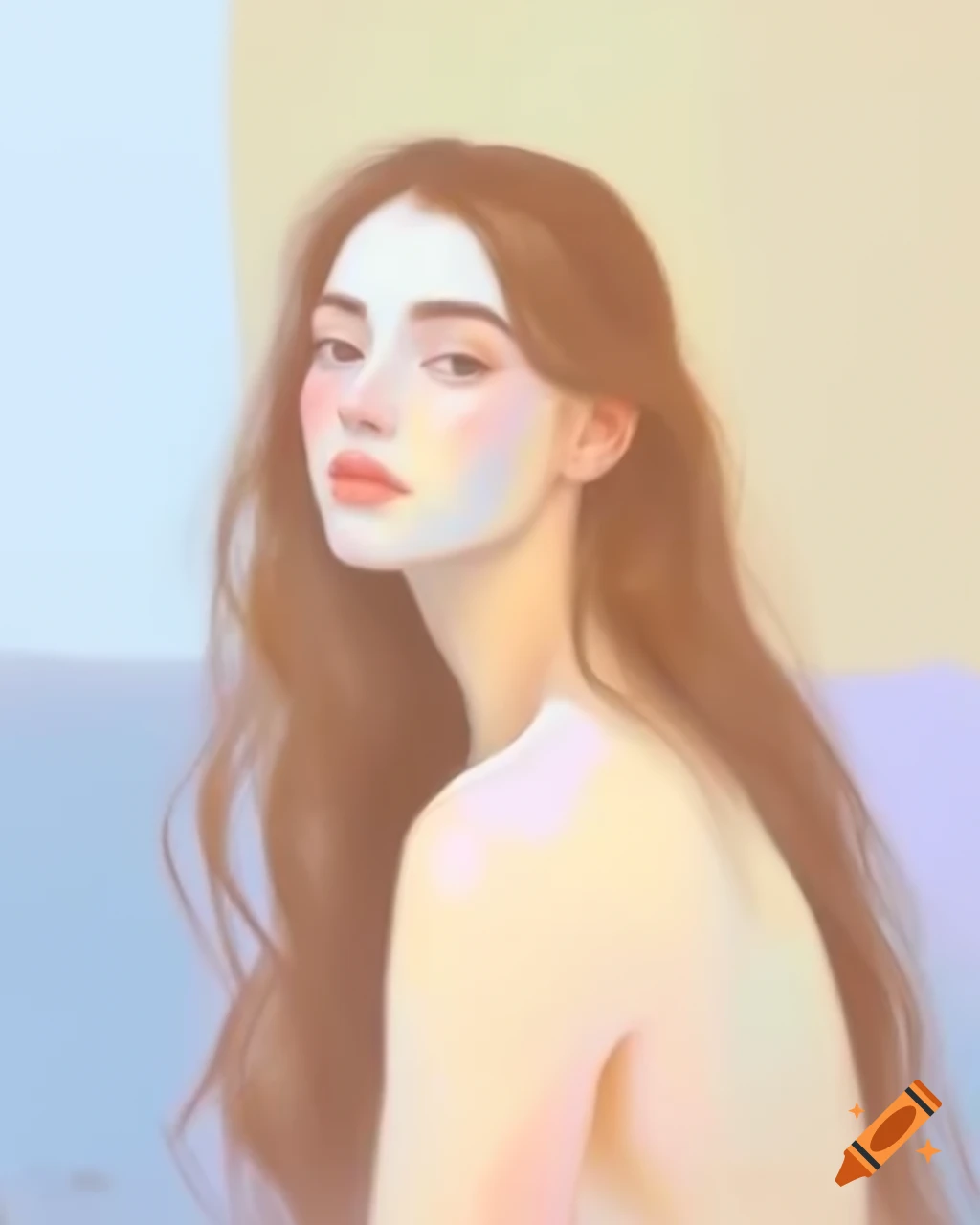 Minimalistic painting with soft pastel colors and abstract background