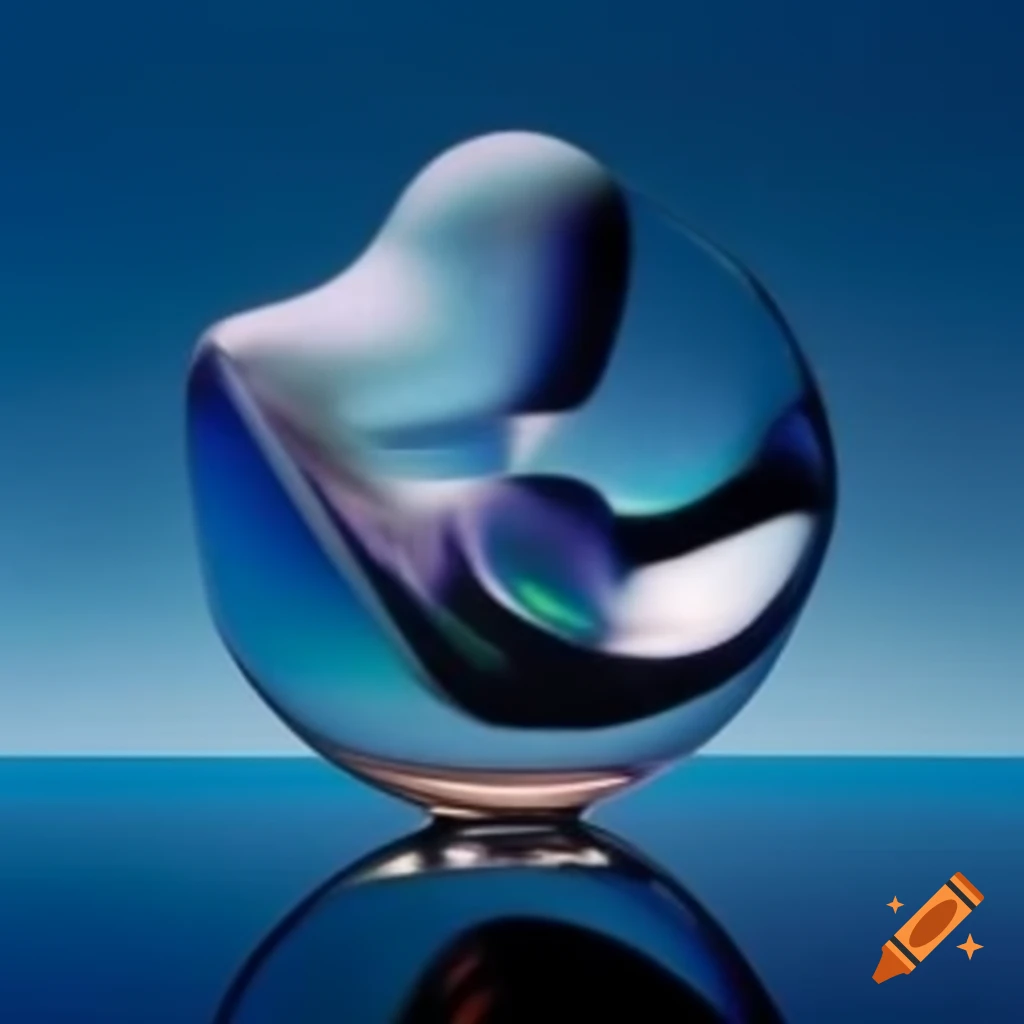 Pop surreal photography featuring iridescent glass statue