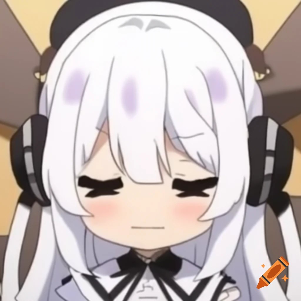 Chibi anime girl with white hair