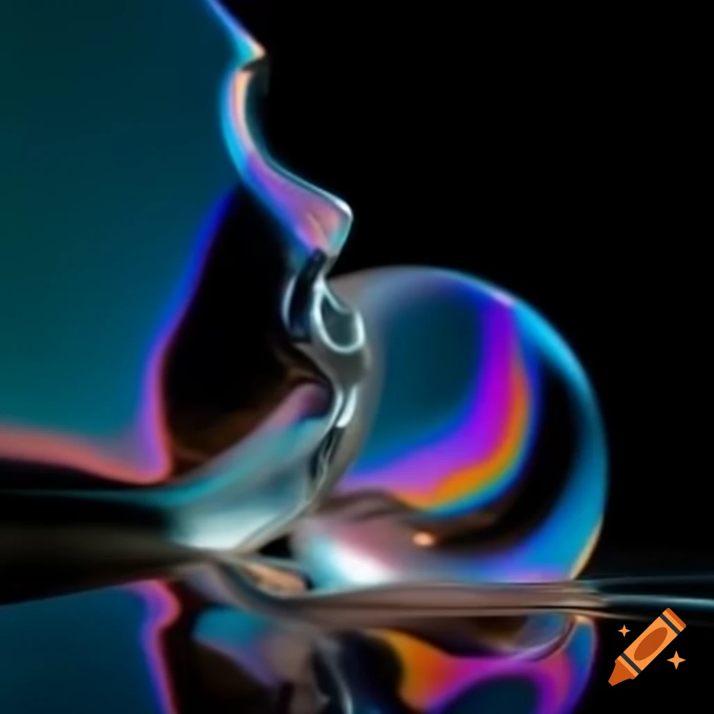 Pop surreal photography featuring iridescent glass statue from the 2000s