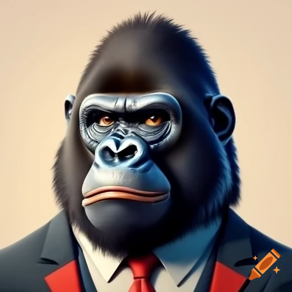 Cartoon gorilla dressed in a suit
