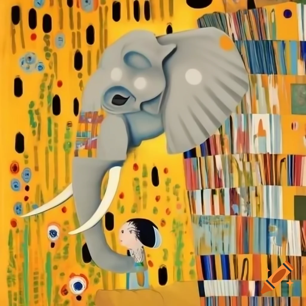 Gustav Klimt painting an elephant