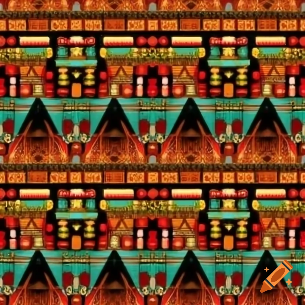 Unique Mayan patterns featuring vibrant Aztec colors