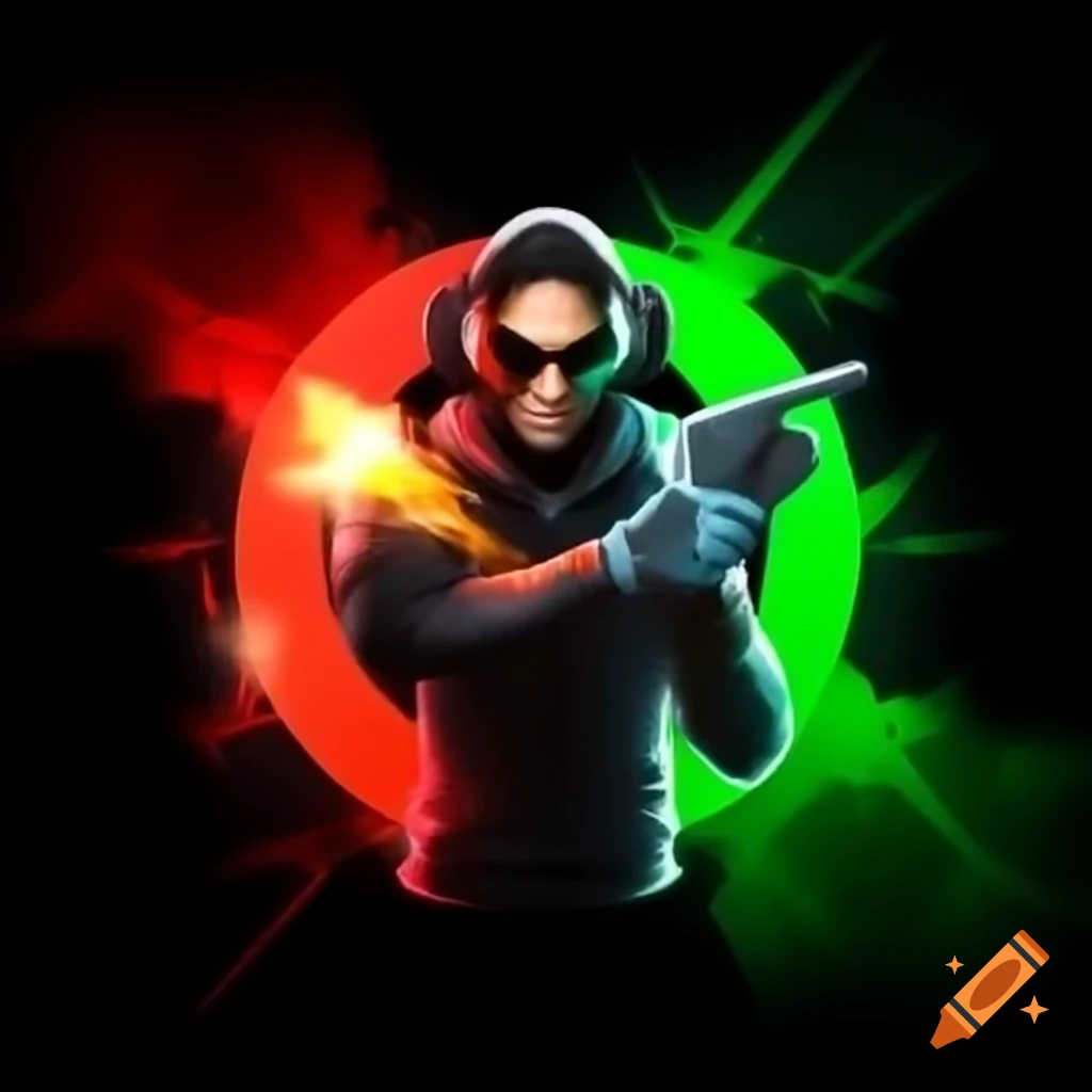 Gaming logo featuring a man with firing background and 'brockhu' text